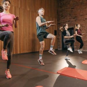 Durable and stylish flooring in a Chicagoland fitness center within a shopping complex.
