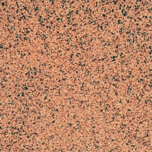 Vibrant orange and blue epoxy flake combination on flooring.